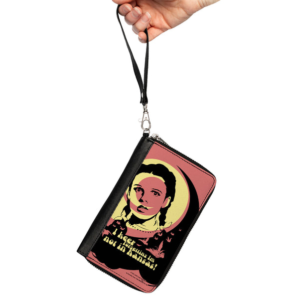 Buckle-Down PU Zip Around Wallet Rectangle - The Wizard Of Oz Dorothy And Flying Monkeys NOT IN KANSAS Quote Black/Yellow/Pink