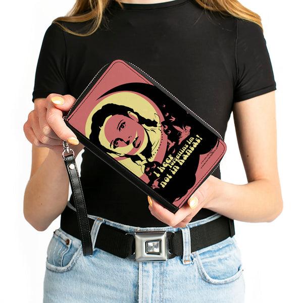 Buckle-Down PU Zip Around Wallet Rectangle - The Wizard Of Oz Dorothy And Flying Monkeys NOT IN KANSAS Quote Black/Yellow/Pink