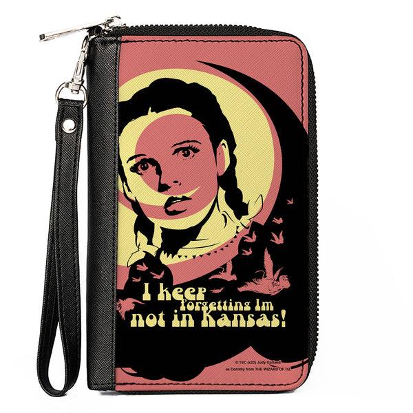 Buckle-Down PU Zip Around Wallet Rectangle - The Wizard of Oz Dorothy and Flying Monkeys NOT IN KANSAS Quote Black/Yellow/Pink