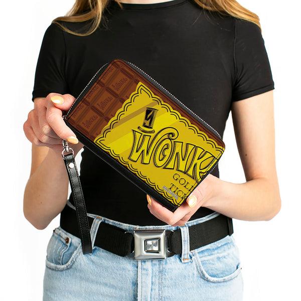 Buckle-Down PU Zip Around Wallet Rectangle - Willy Wonka And The Chocolate Factory Golden Ticket Wonka Bar