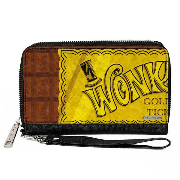 Buckle-Down PU Zip Around Wallet Rectangle - Willy Wonka and the Chocolate Factory Golden Ticket Wonka Bar