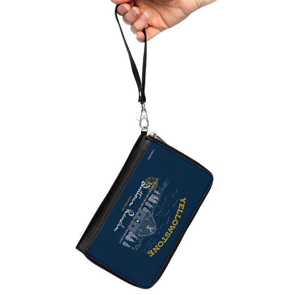 Buckle-Down PU Zip Around Wallet Rectangle - YELLOWSTONE DUTTON RANCH Landscape Blue/White/Yellow