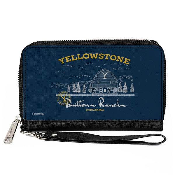 Buckle-Down PU Zip Around Wallet Rectangle - YELLOWSTONE DUTTON RANCH Landscape Blue/White/Yellow