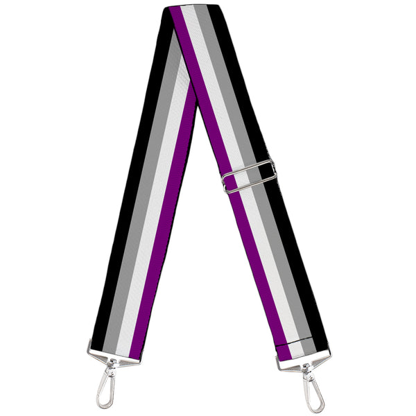Buckle-Down Purse Strap - Flag Asexual Black Gray White Purple