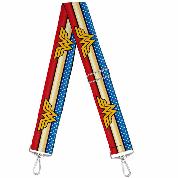 Buckle-Down Purse Strap - Wonder Woman Logo Stripe Stars Red Gold Blue White