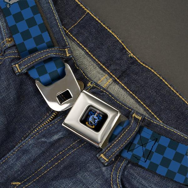 Buckle-Down Ravenclaw Crest Full Color Seatbelt Belt - Harry Potter RAVENCLAW Checker Blues/Grays Webbing