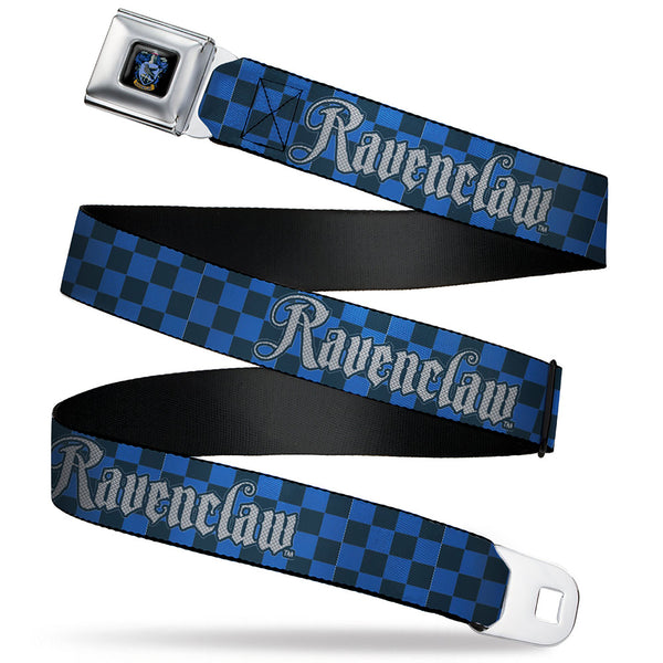 Buckle-Down Ravenclaw Crest Full Color Seatbelt Belt - Harry Potter RAVENCLAW Checker Blues/Grays Webbing