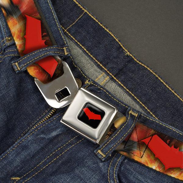 Buckle-Down Red Hood Logo Full Color Black Red Seatbelt Belt - Red Hood And The Outlaws #29 Shooting/Explosion Cover Pose/Logo Webbing
