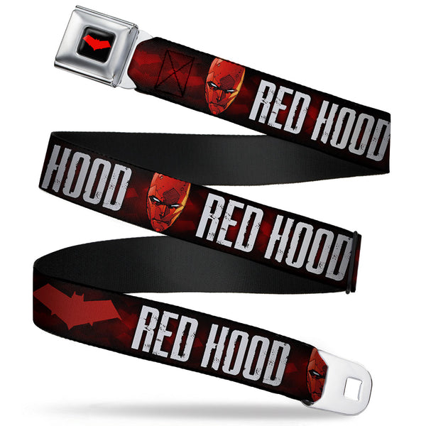 Buckle-Down Red Hood Logo Full Color Black Red Seatbelt Belt - RED HOOD/Face/Logo Weathered Black/Reds/White Webbing