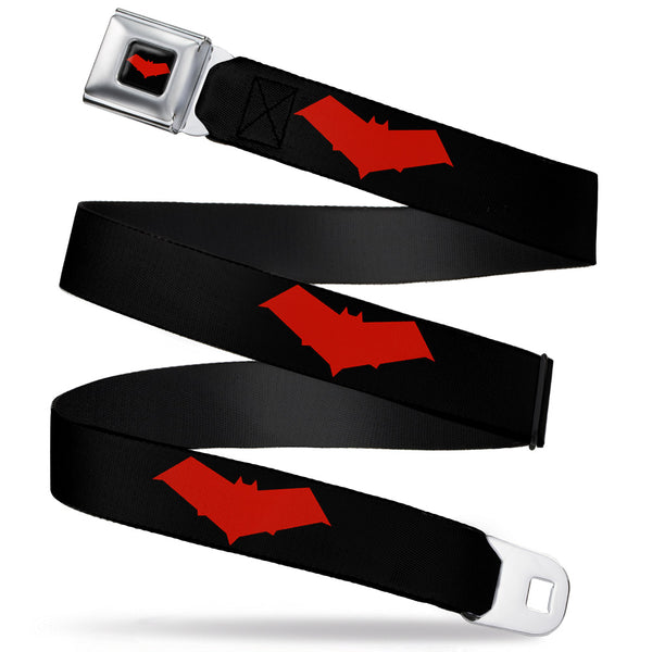 Buckle-Down Red Hood Logo Full Color Black Red Seatbelt Belt - Red Hood Logo Black/Red Webbing