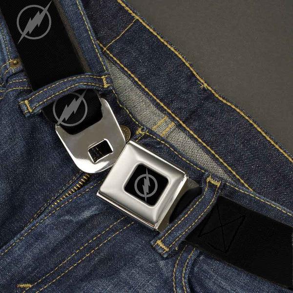 Buckle-Down Reverse Flash Logo Full Color Black Gray Seatbelt Belt - Reverse Flash Logo Black/Gray Webbing