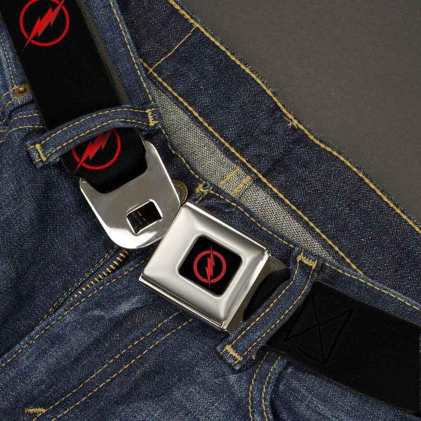 Buckle-Down Reverse Flash Logo Full Color Black Red Seatbelt Belt - Reverse Flash Logo Black/Red Webbing