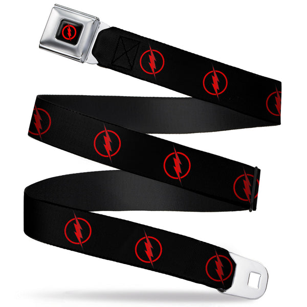 Buckle-Down Reverse Flash Logo Full Color Black Red Seatbelt Belt - Reverse Flash Logo Black/Red Webbing