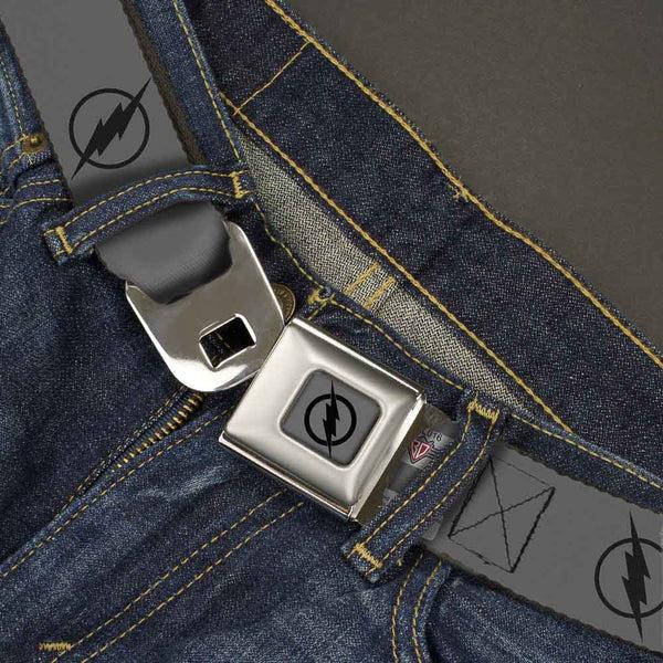 Buckle-Down Reverse Flash Logo Full Color Gray Black Seatbelt Belt - Reverse Flash Logo Gray/Black Webbing