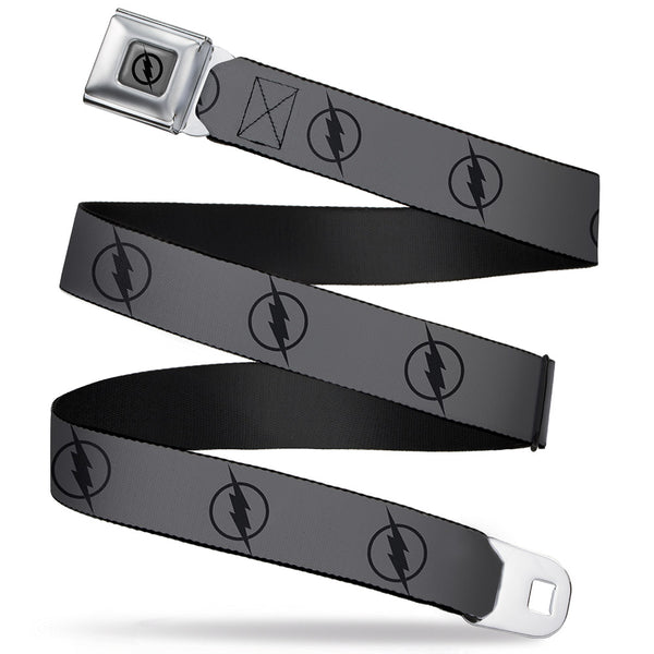 Buckle-Down Reverse Flash Logo Full Color Gray Black Seatbelt Belt - Reverse Flash Logo Gray/Black Webbing