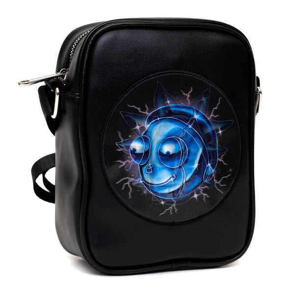 Buckle-Down Rick And Morty Bag Cross Body Rick And Morty Lenticular Face Expression Applique Vegan Leather