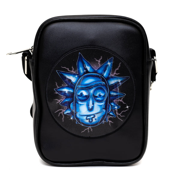 Buckle-Down Rick and Morty Bag Cross Body Rick and Morty Lenticular Face Expression Applique Vegan Leather