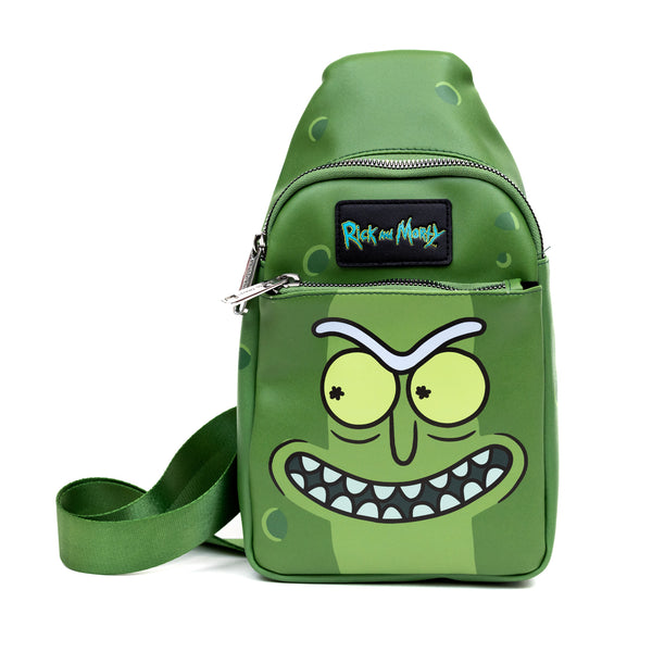 Buckle-Down Rick and Morty Bag Sling Rick and Morty Pickle Rick Expression Greens Bounding Vegan Leather