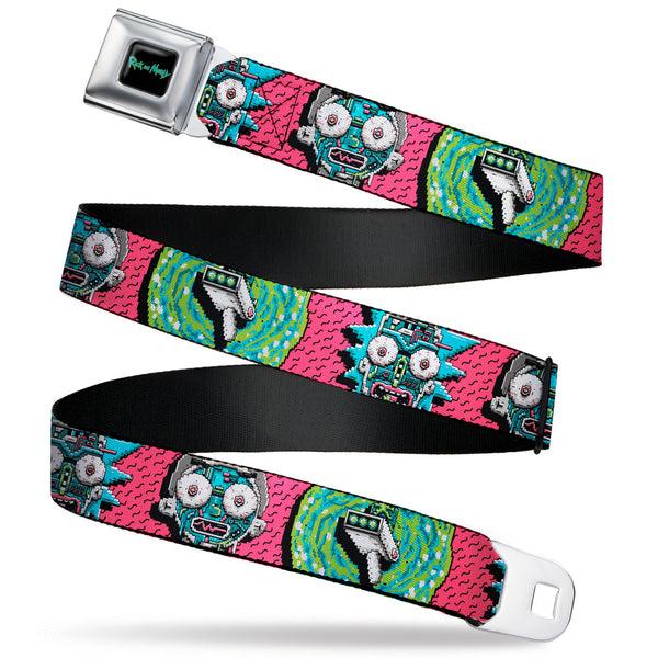 Buckle-Down RICK AND MORTY Text Logo Full Color Black/Blue Seatbelt Belt - RICK AND MORTY Text Logo Full Color Black/Blue Webbing