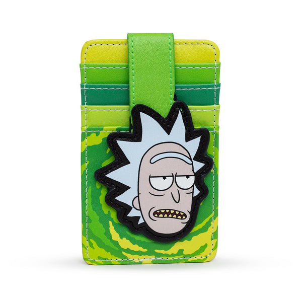 Buckle-Down Rick and Morty Wallet Character Wallet ID Card Holder Rick and Morty Rick Face Yellow Green Vegan Leather