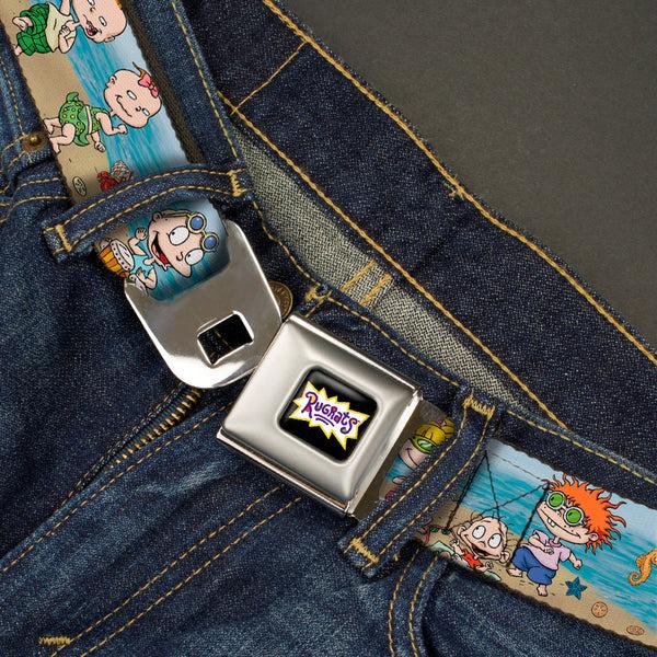 Buckle-Down RUGRATS Logo Full Color Seatbelt Belt - Rugrats Beach Play Scene Webbing