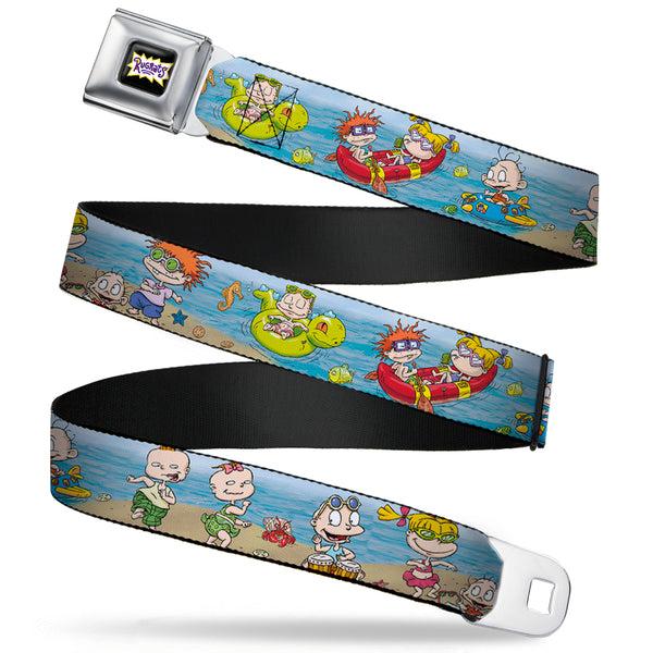 Buckle-Down RUGRATS Logo Full Color Seatbelt Belt - Rugrats Beach Play Scene Webbing