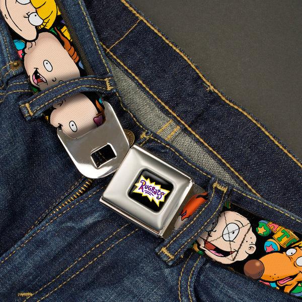 Buckle-Down RUGRATS Logo Full Color Seatbelt Belt - Rugrats Character Faces CLOSE-UP Webbing