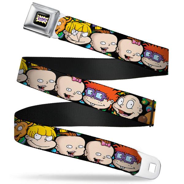 Buckle-Down RUGRATS Logo Full Color Seatbelt Belt - Rugrats Character Faces CLOSE-UP Webbing