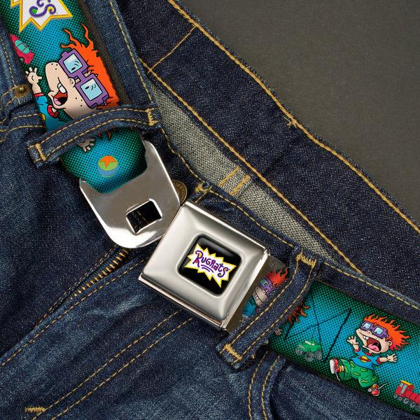 Buckle-Down RUGRATS Logo Full Color Seatbelt Belt - RUGRATS Chuckie Poses Webbing