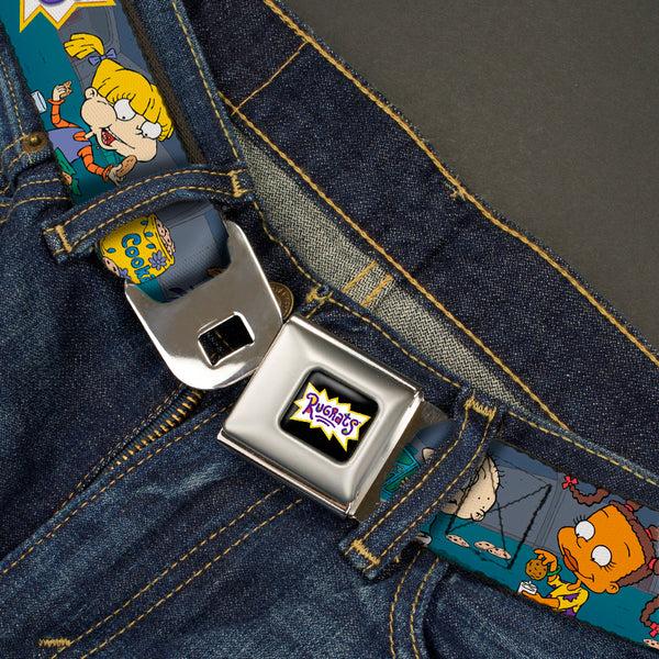 Buckle-Down RUGRATS Logo Full Color Seatbelt Belt - Rugrats Cookie Scene Webbing