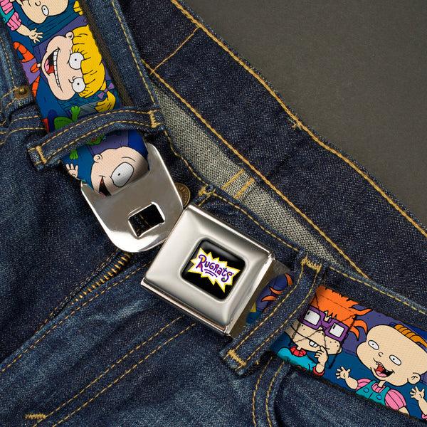 Buckle-Down RUGRATS Logo Full Color Seatbelt Belt - RUGRATS Group Pose2 W/Reptar Webbing