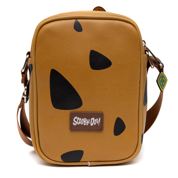 Buckle-Down Scooby Doo Bag Cross Body Scooby Doo Smiling Face And Spots Brown Vegan Leather