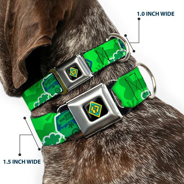 Buckle-Down Scooby Doo Dog Tag Full Color Seatbelt Buckle Collar - Scooby Doo Mystery Machine/Dog Tag Collage Greens/Blues