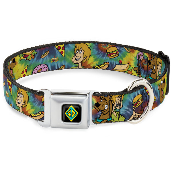 Buckle-Down Scooby Doo Dog Tag Full Color Seatbelt Buckle Collar - Scooby Doo and Shaggy Poses/Munchies Tie Dye Multi Color