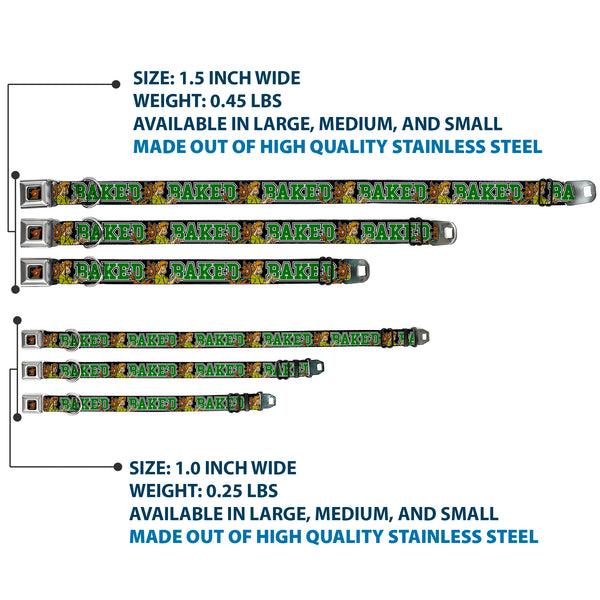 Buckle-Down Scooby Doo Face Full Color Black Seatbelt Buckle Collar - Scooby Doo & Shaggy Pose/BAKED Black/Green