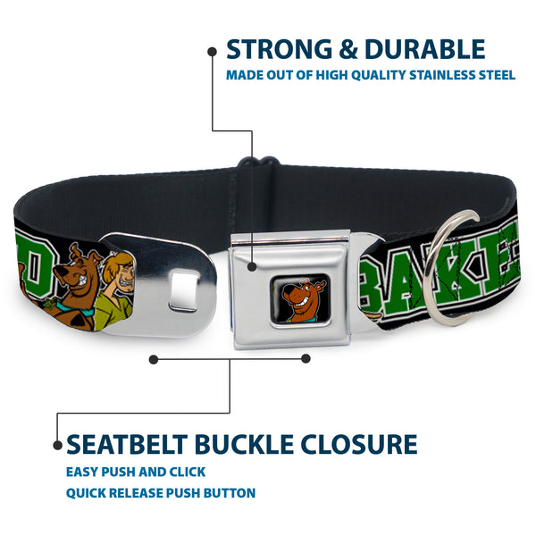 Buckle-Down Scooby Doo Face Full Color Black Seatbelt Buckle Collar - Scooby Doo & Shaggy Pose/BAKED Black/Green