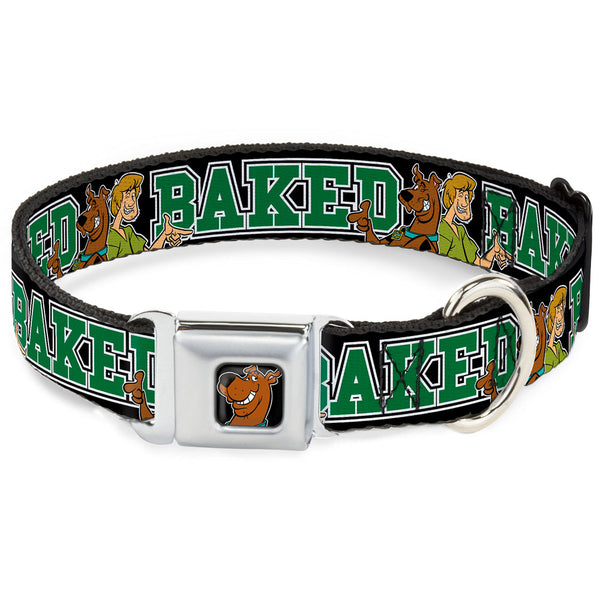 Buckle-Down Scooby Doo Face Full Color Black Seatbelt Buckle Collar - Scooby Doo & Shaggy Pose/BAKED Black/Green