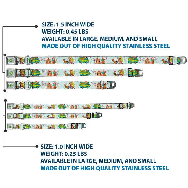 Buckle-Down Scooby Doo SD Dog Tag Baby Blue Seatbelt Buckle Collar - Scooby Doo Holiday Scenes And Icons Baby Blue