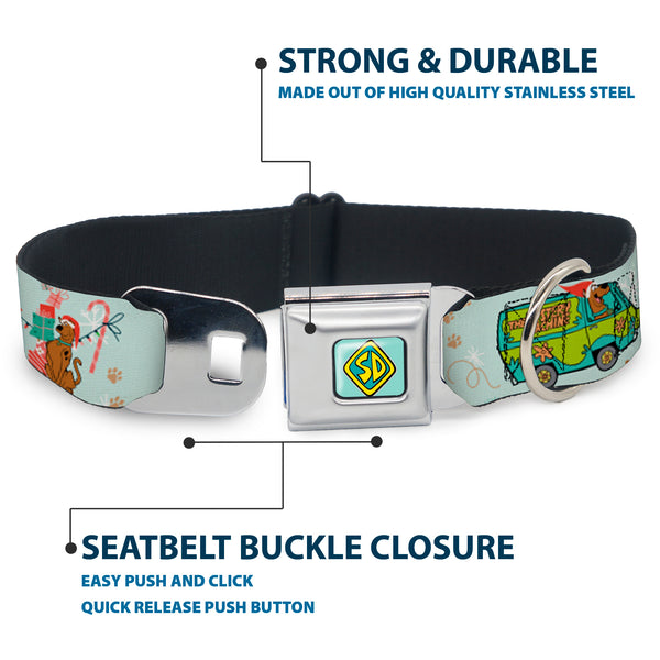 Buckle-Down Scooby Doo SD Dog Tag Baby Blue Seatbelt Buckle Collar - Scooby Doo Holiday Scenes And Icons Baby Blue