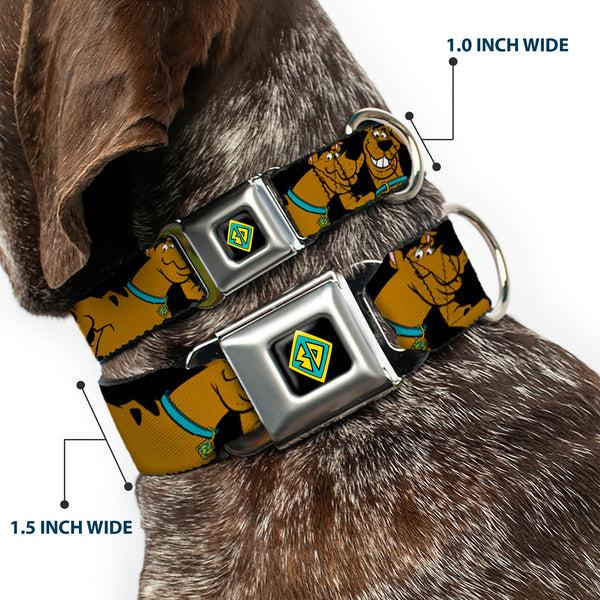 Buckle-Down SD Dog Tag Full Color Black Yellow Blue Seatbelt Buckle Collar - Scooby Doo Stacked CLOSE-UP Black