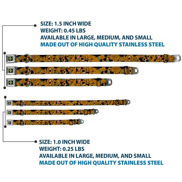 Buckle-Down SD Dog Tag Full Color Black Yellow Blue Seatbelt Buckle Collar - Scooby Doo Stacked CLOSE-UP Black
