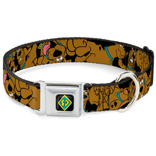 Buckle-Down SD Dog Tag Full Color Black Yellow Blue Seatbelt Buckle Collar - Scooby Doo Stacked CLOSE-UP Black