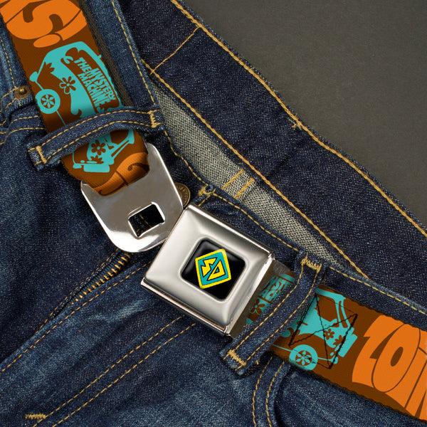 Buckle-Down SD Dog Tag Full Color Black Yellow Blue Seatbelt Belt - ZOINKS /LIKE WOW /The Mystery Machine Brown/Baby Blue Webbing