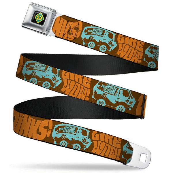 Buckle-Down SD Dog Tag Full Color Black Yellow Blue Seatbelt Belt - ZOINKS /LIKE WOW /The Mystery Machine Brown/Baby Blue Webbing