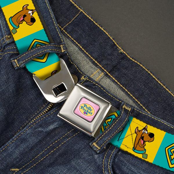 Buckle-Down SD Dog Tag Full Color Black/Yellow/Blue Seatbelt Belt - Scooby Doo Pose And Dog Tag Blocks Yellow/Blue Webbing