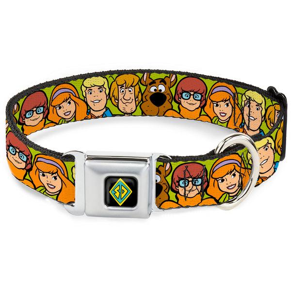 Buckle-Down SD Dog Tag Full Color Black/Yellow/Blue Seatbelt Buckle Collar - Scooby Doo Character Faces Close-Up Green