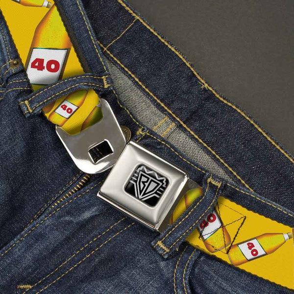 Buckle-Down Seatbelt Belt - 40 Oz. Beer Bottles Yellow
