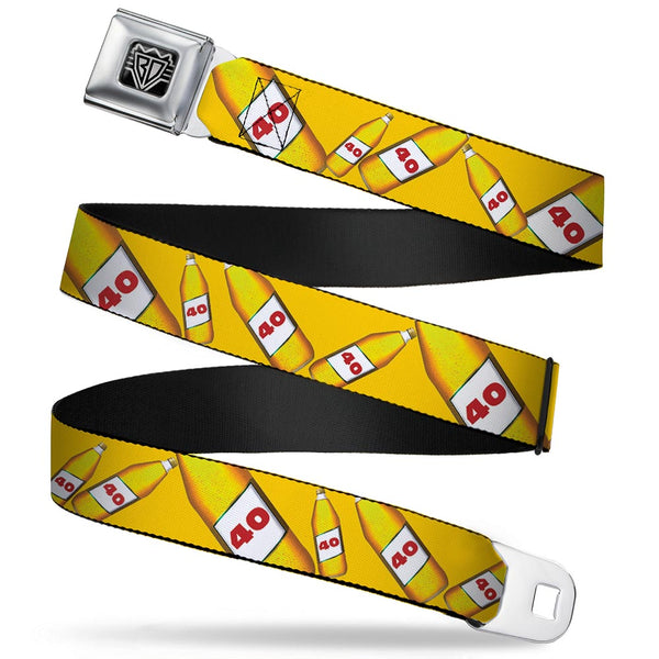 Buckle-Down Seatbelt Belt - 40 Oz. Beer Bottles Yellow
