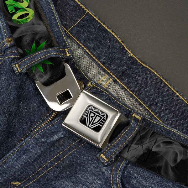 Buckle-Down Seatbelt Belt - 420/Pot Leaf Black/Smoke/Green