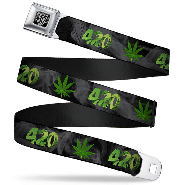 Buckle-Down Seatbelt Belt - 420/Pot Leaf Black/Smoke/Green